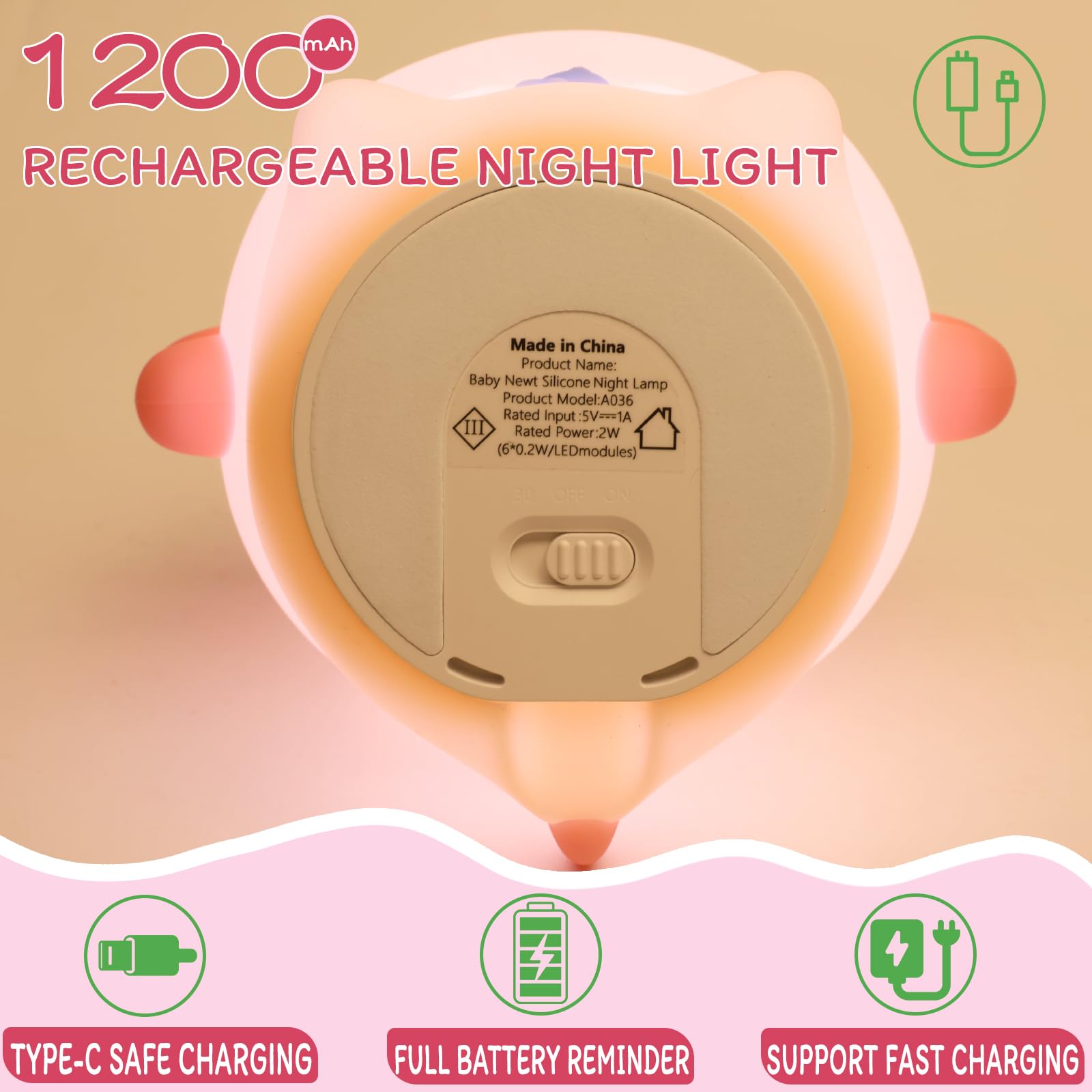 MAGOHMT Axolotl night light in nursery for breastfeeding support.