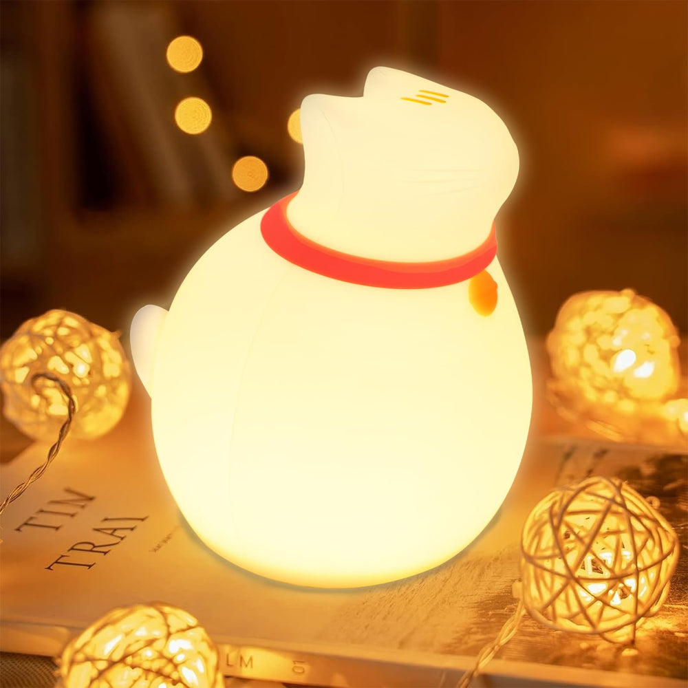 MAGOHMT Cat Night Light head touch activates warm glow for sleep-ready ambience.