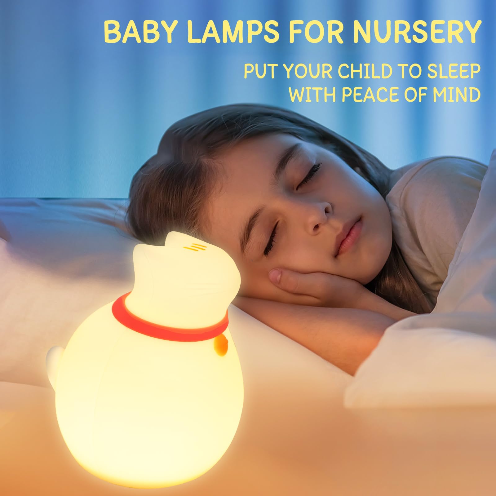 MAGOHMT Cat Night Light USB-C recharge enables portable use on the go.