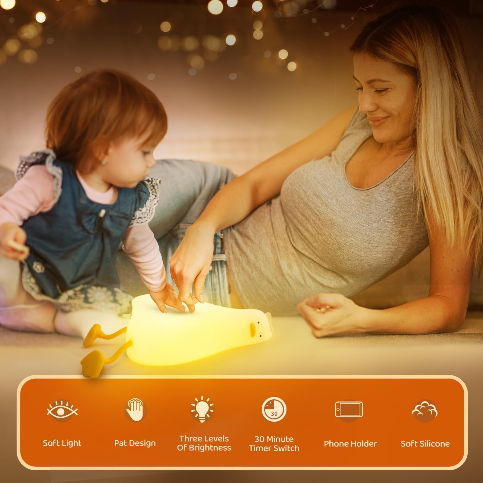 MAGOHMT rechargeable silicone duck lamp provides safe, portable bedside illumination.