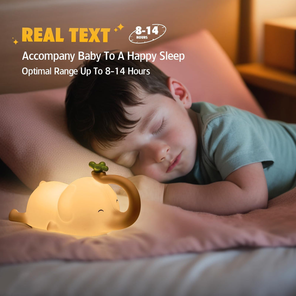 MAGOHMT elephant night light glowing from the side for gentle ambiance