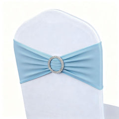 MAGTOWNE baby blue chair sash on banquet chair for elegant events