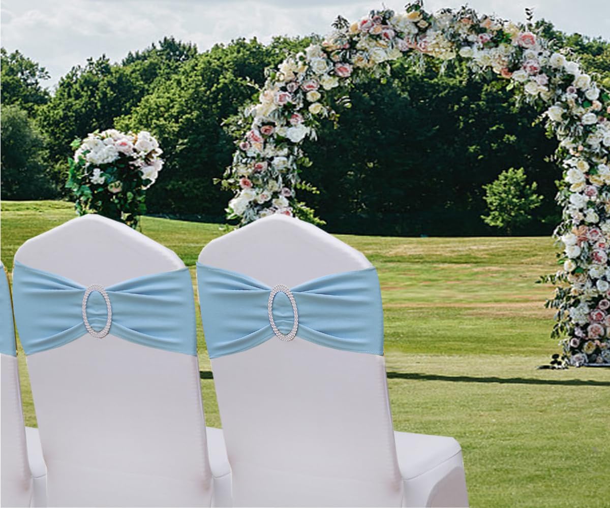 MAGTOWNE blue sash used as wedding decor accents