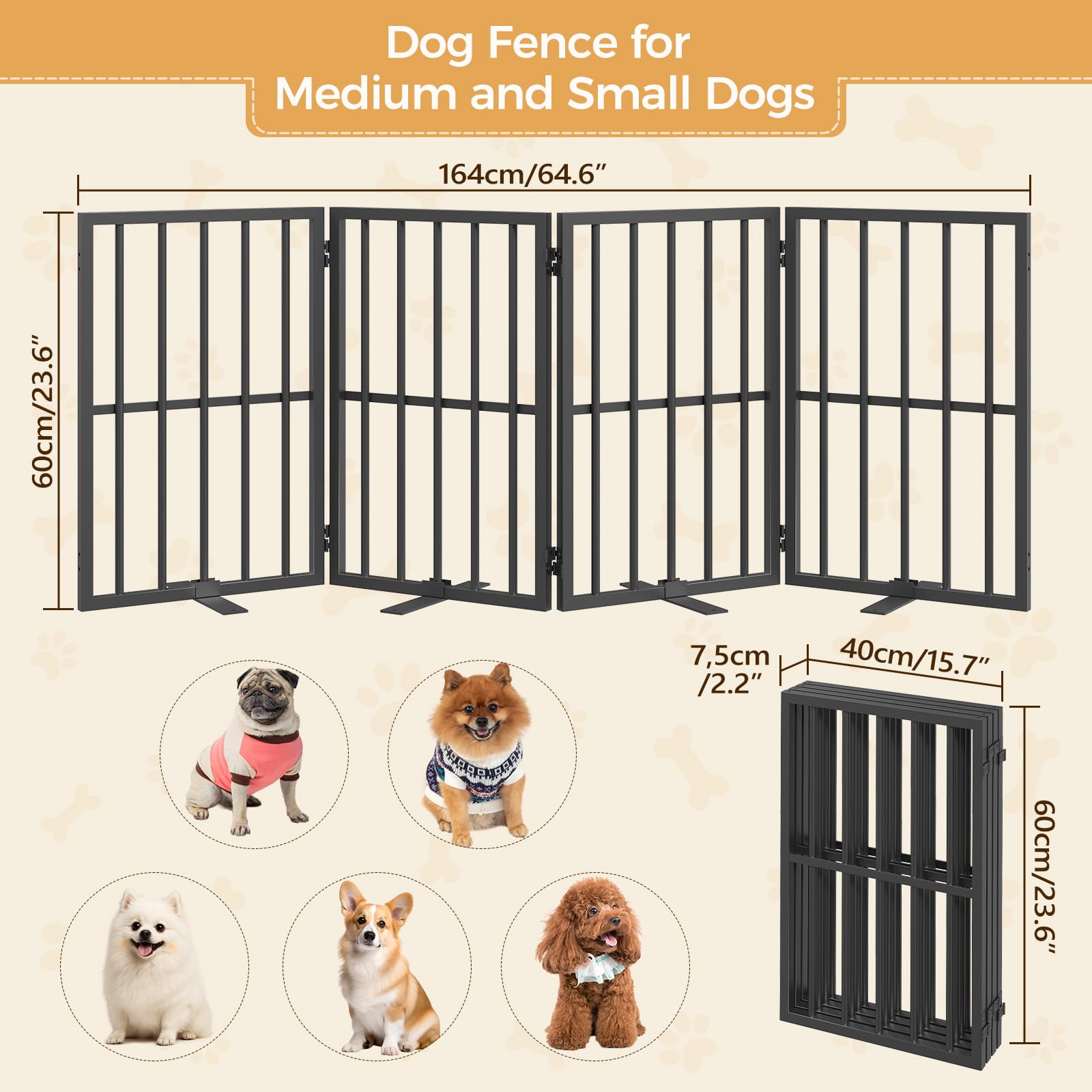 Mahancris dog gate freestanding design provides sturdy balance on stairs and doorways.
