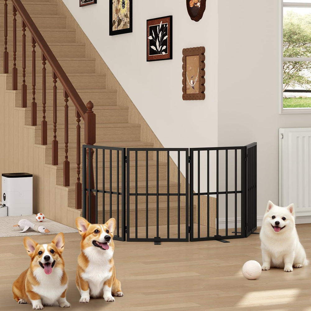 Mahancris dog gate with robust hinges offers 360-degree rotation and versatile shapes.