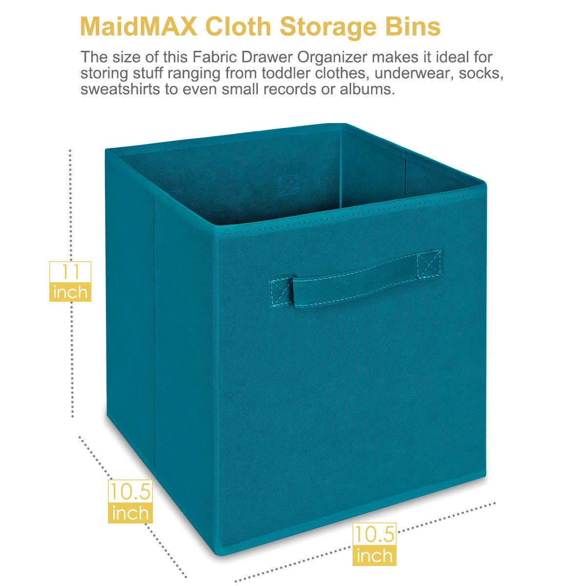 MaidMAX reinforced storage bins with cardboard sides support sturdy standing on shelves