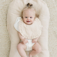 MairMore double-layer bib with adjustable snaps for a snug fit.
