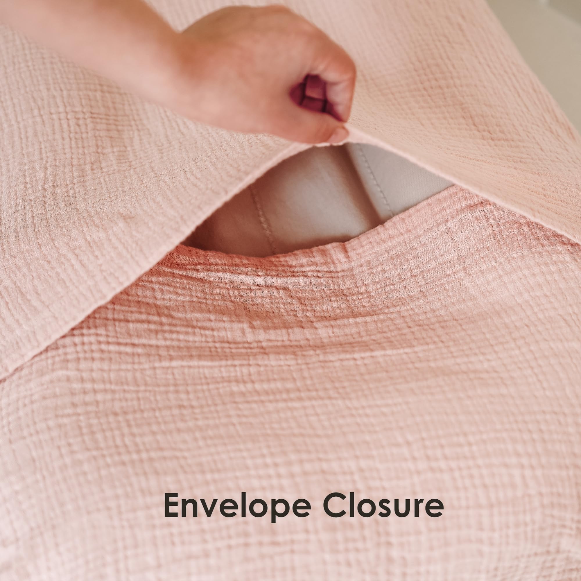 MairMore muslin baby lounger cover pink blossom stitch detail, durable envelope closure for snug fit.