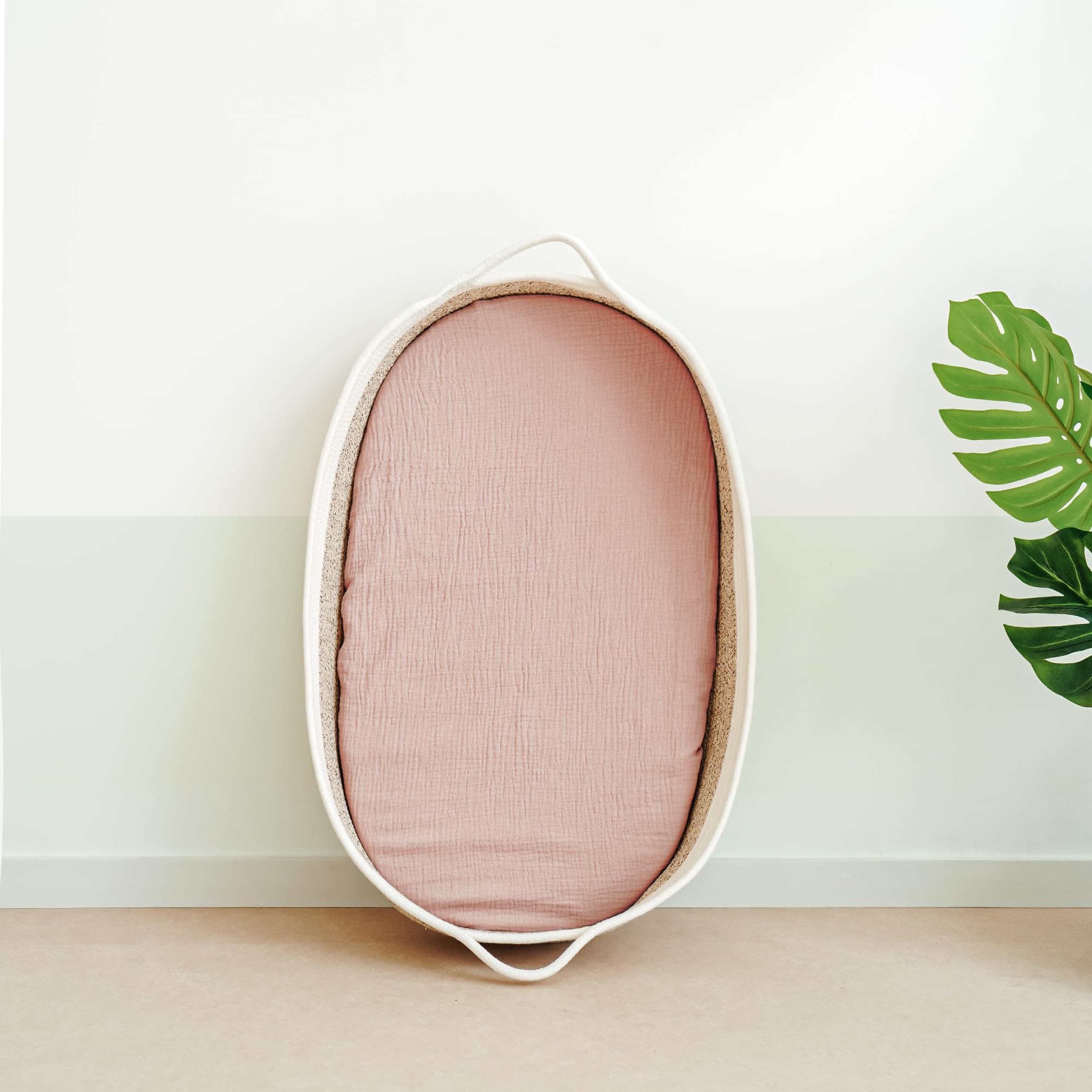 MairMore muslin bassinet sheet ivory tone adds timeless nursery style