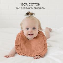 MairMore muslin bib closeup soft texture highlights gentle, breathable fabric.