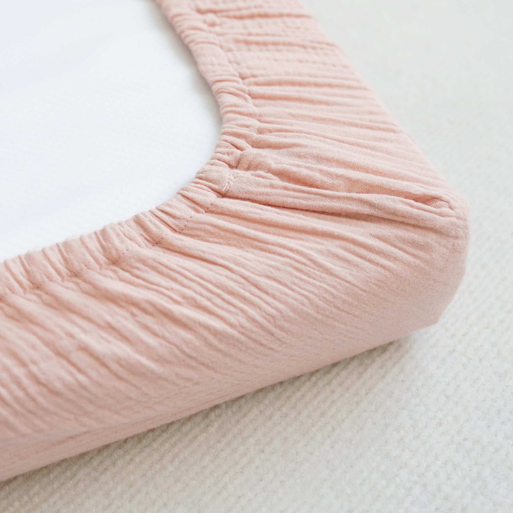 MairMore universal-style muslin sheet with neutral nursery design