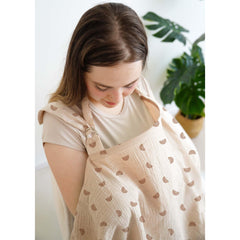 MairMore nursing cover used as a stroller shield on the go