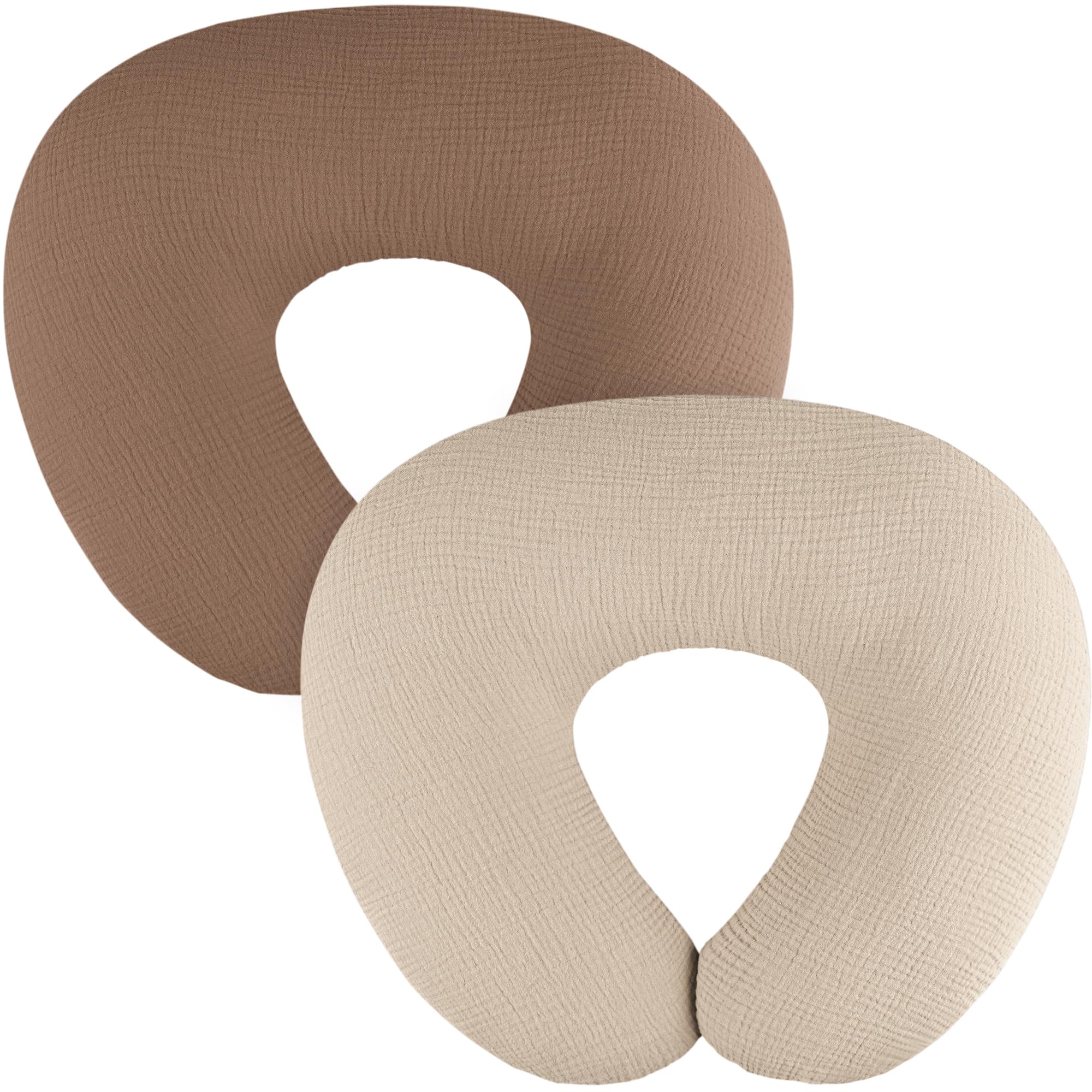 MairMore nursing pillow cover in blue solid, soft muslin for gentle feeding sessions.