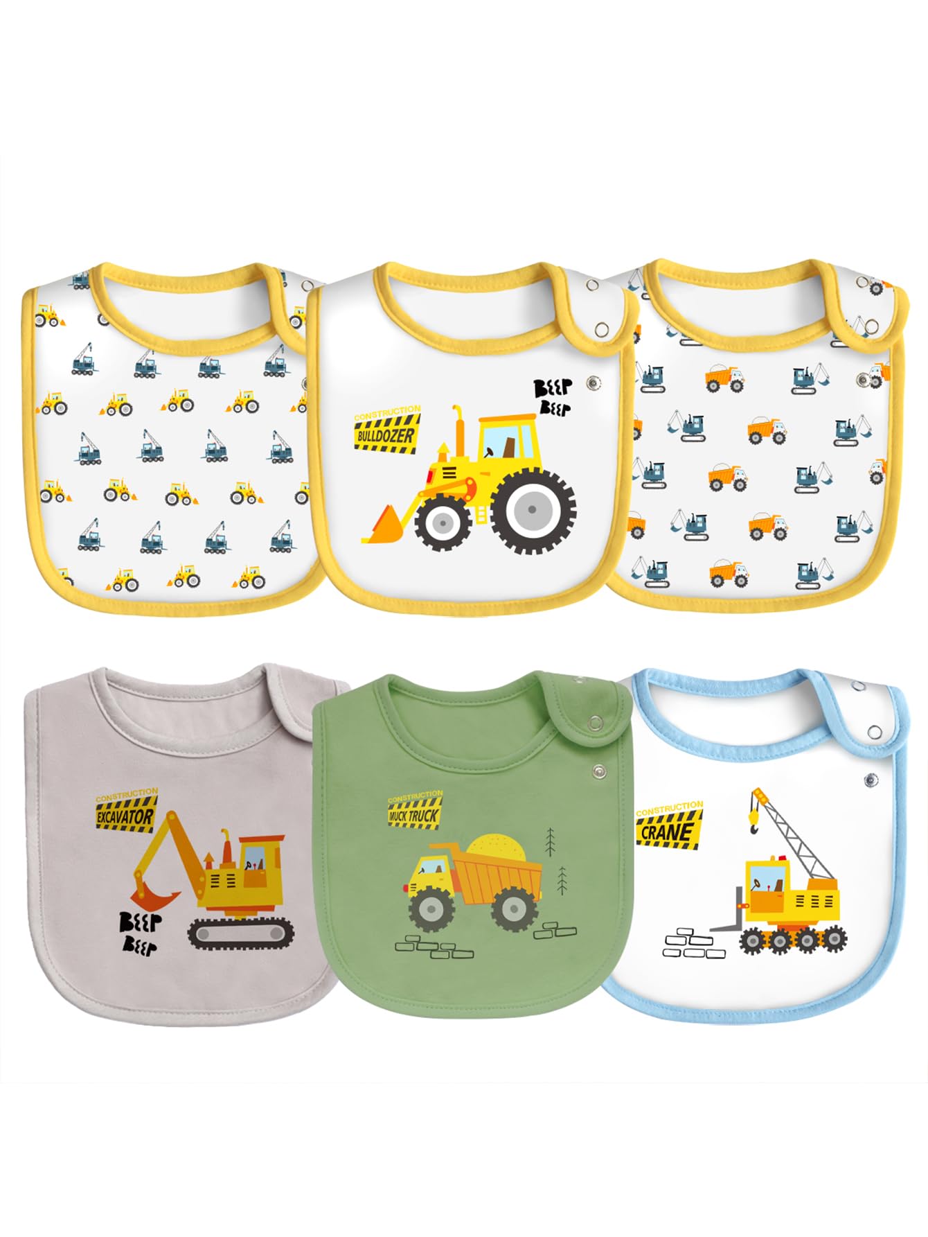 Maiwa baby bibs six-pack close-up of soft cotton fabric for gentle skin protection.