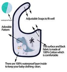 Maiwa adjustable-button bibs provide two sizes to fit growing infants.