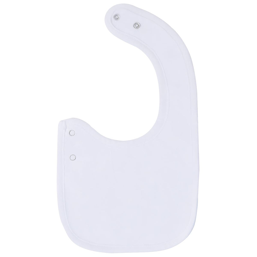 Maiwa secure-snaps-baby-bib-fit ensures comfortable neck sizing as baby grows.