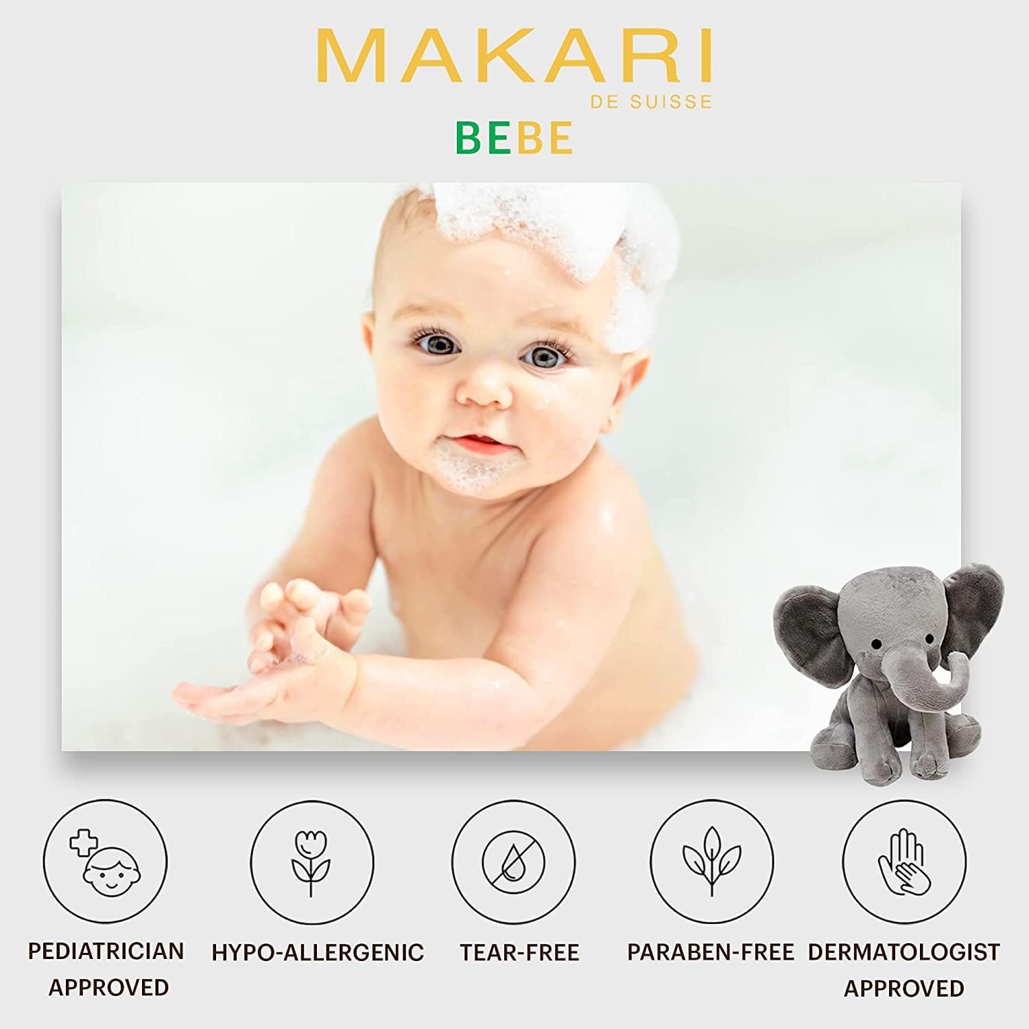 Makari Baby Soap with shea butter detail emphasizes nourishing moisture for dry patches.