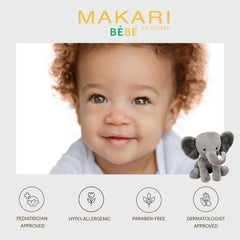 Makari Bebe Cleansing Milk in a baby bath scene for sensitive skin.