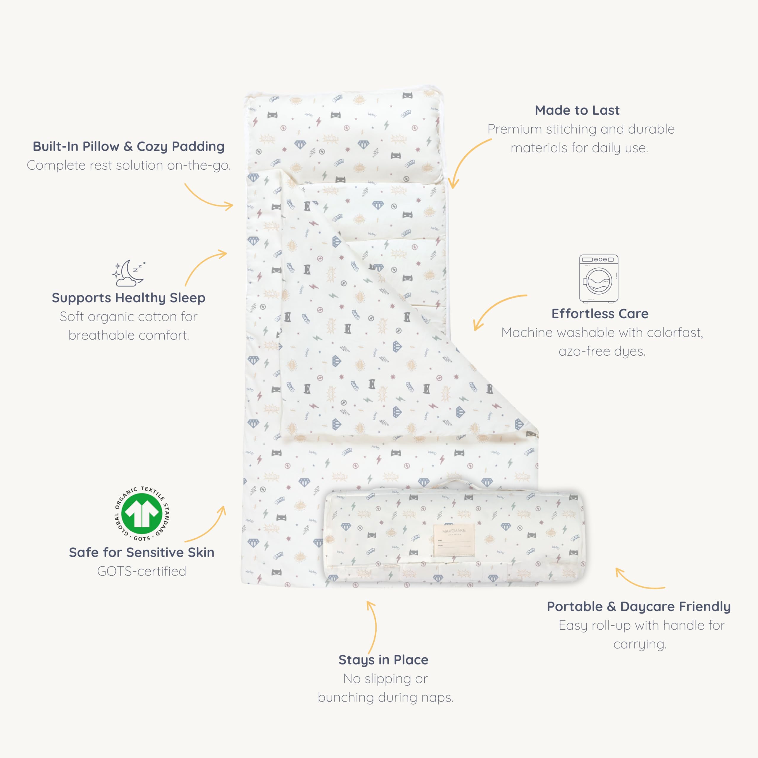 MakeMake Organics nap mat detachable pillow enables versatile use