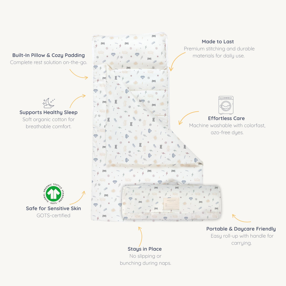 MakeMake Organics nap mat detachable pillow enables versatile use