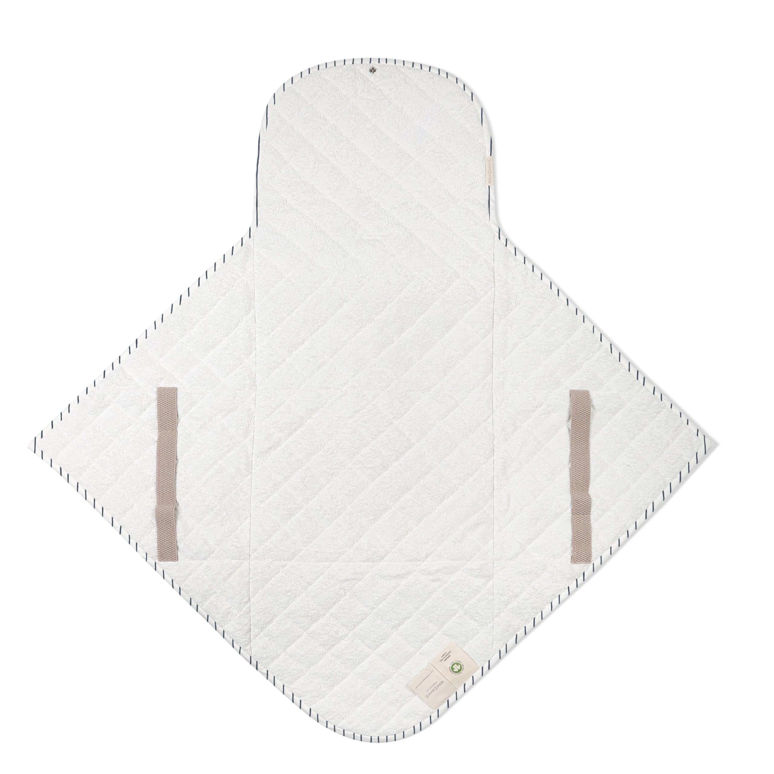 Makemake Organics blue stripes clutch doubles as mat and organizer on the go