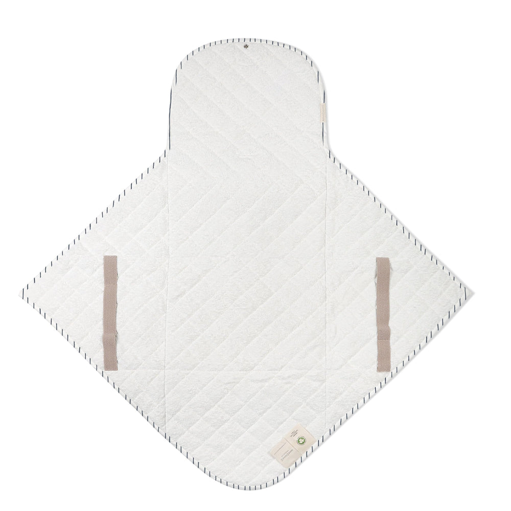 Makemake Organics blue stripes clutch doubles as mat and organizer on the go