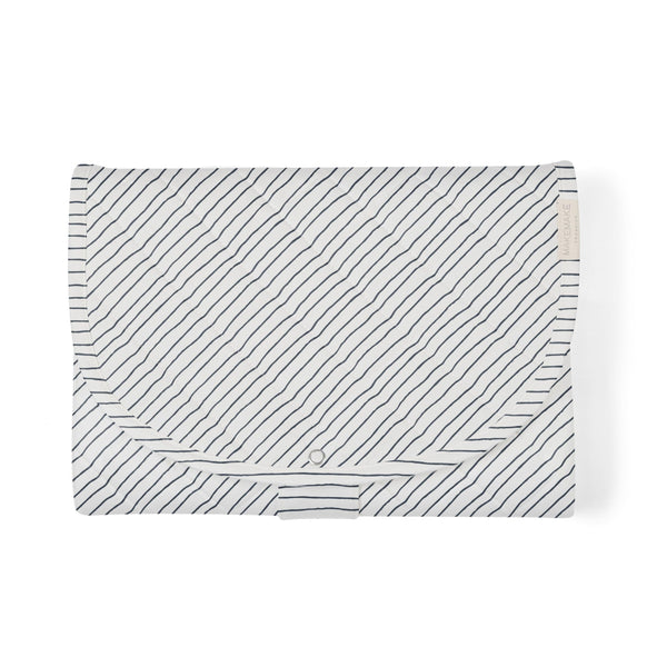 Makemake Organics portable changing pad blue stripes open with soft organic cotton for gentle diaper changes