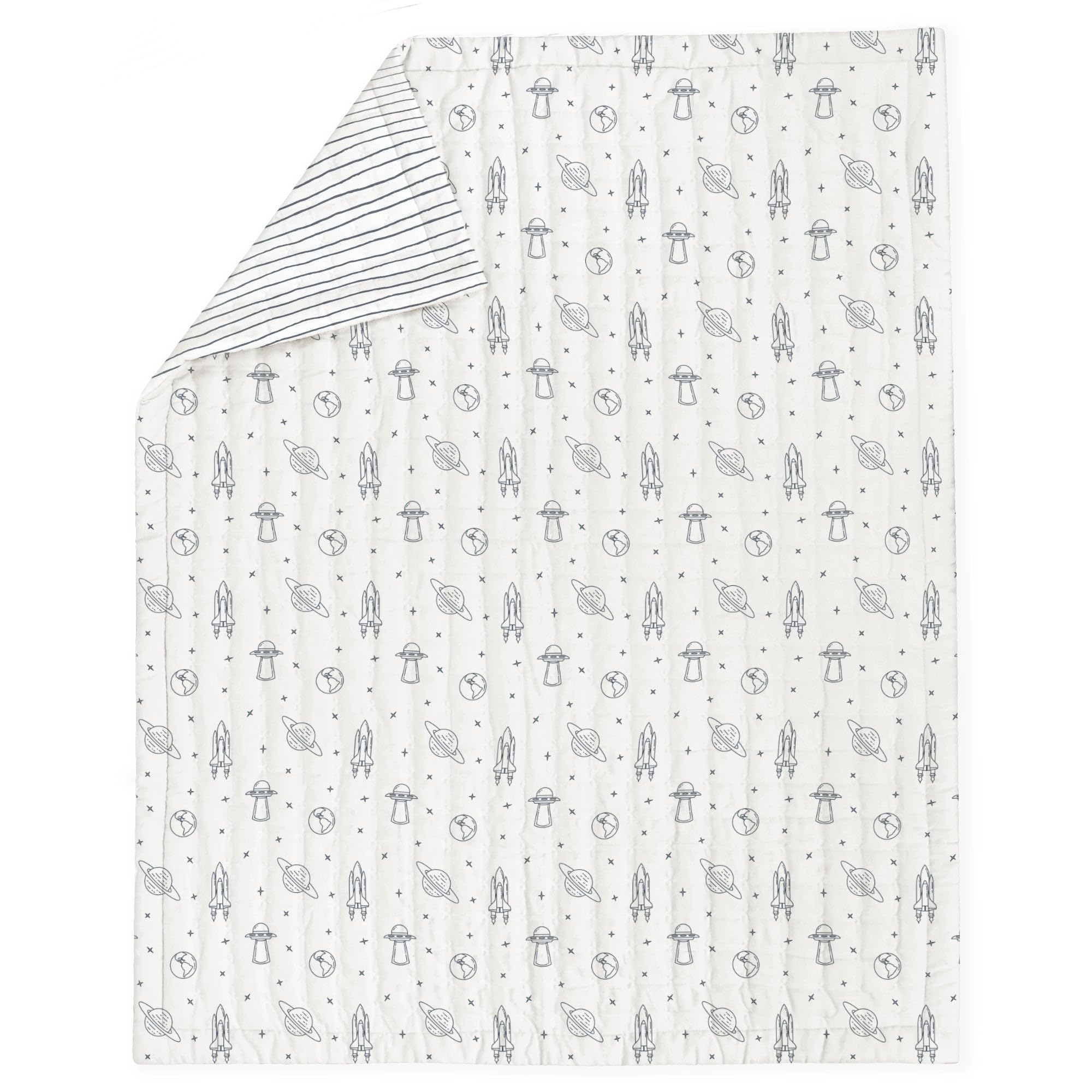 MakeMake Organics reversible design comforter offers two playful looks for easy room styling