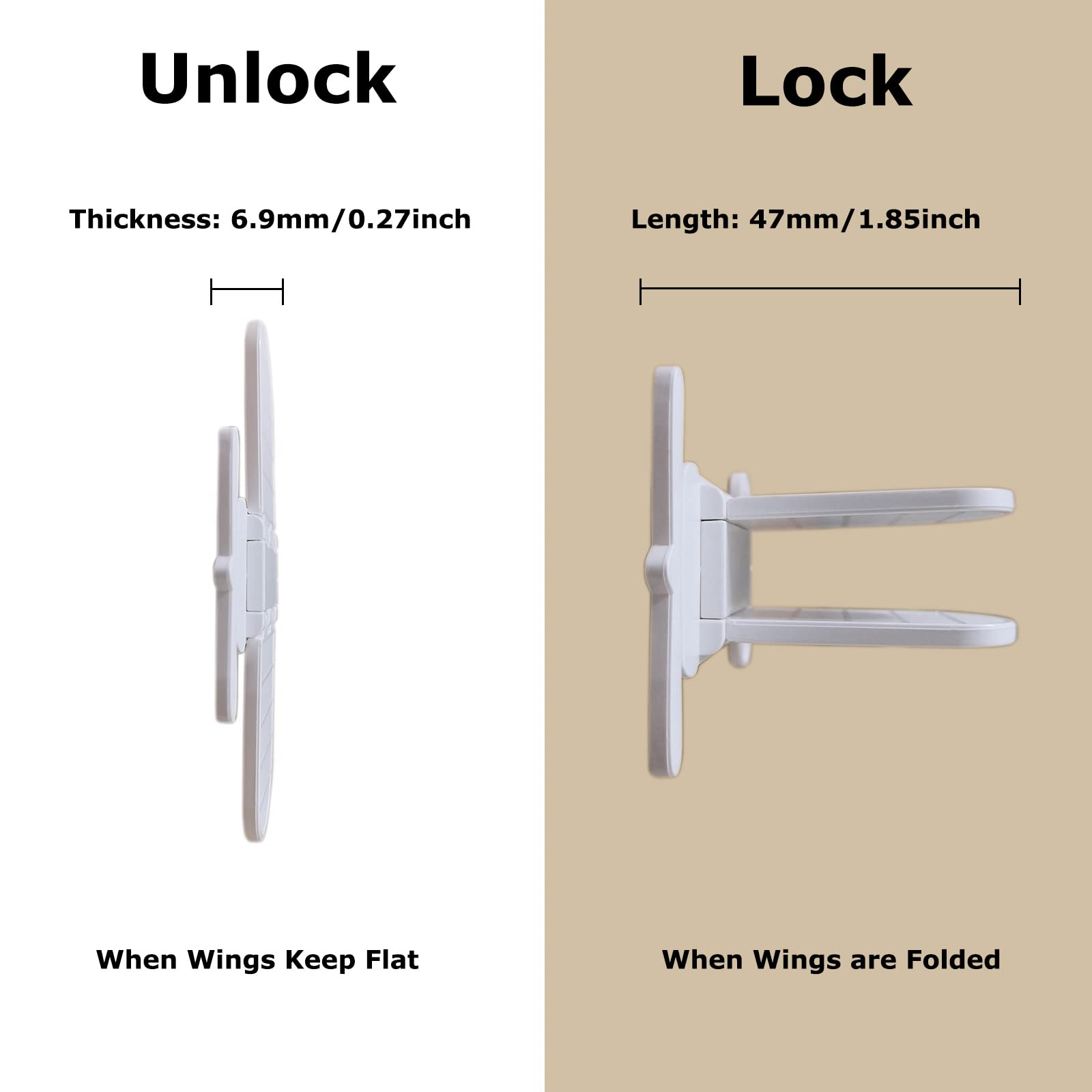 Makibi dimension guide highlighting thickness and folded length