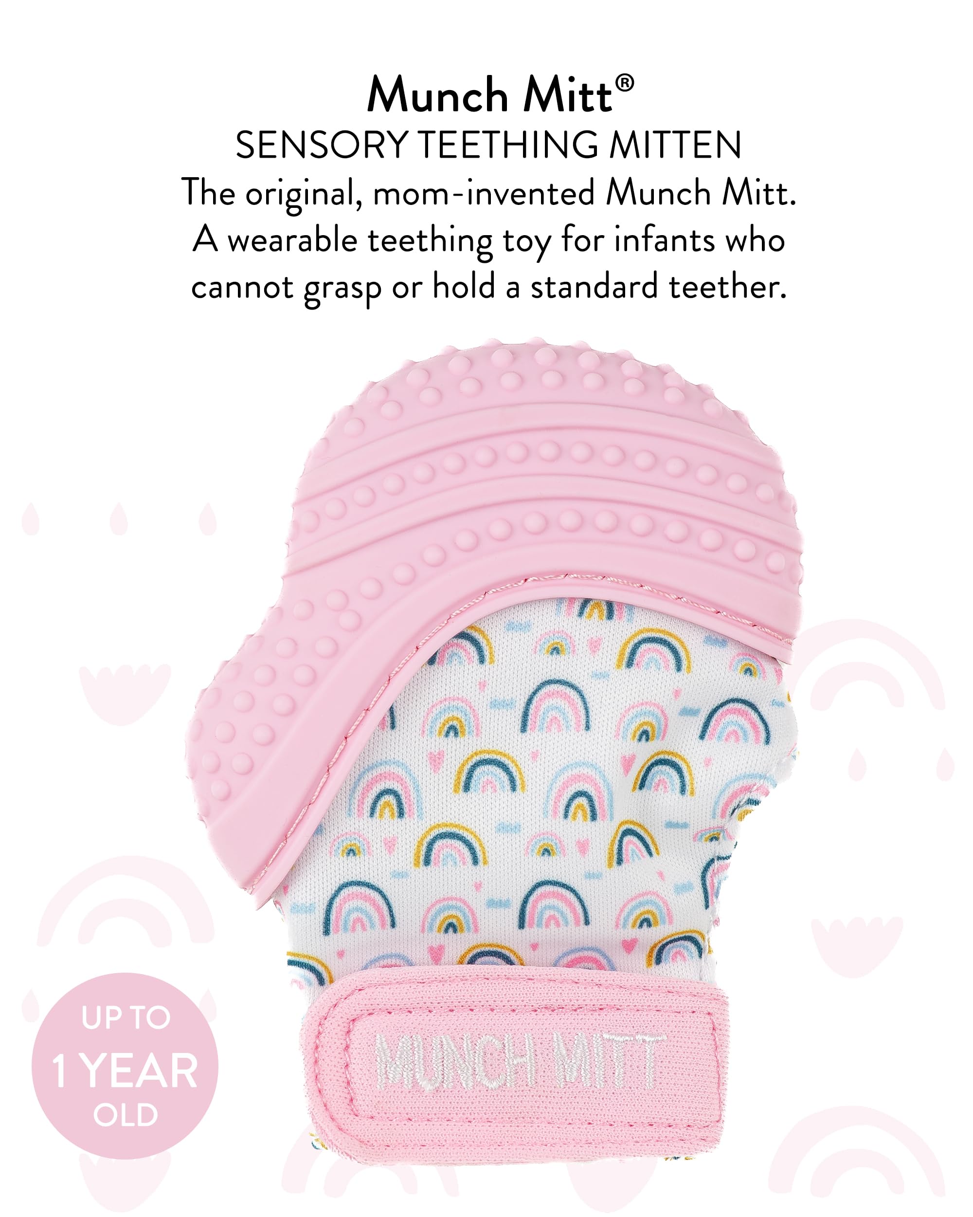 Adjustable strap on Munch Mitt ensures secure, comfy fit