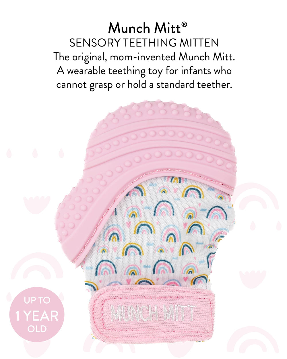 Adjustable strap on Munch Mitt ensures secure, comfy fit