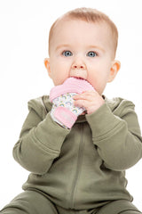 Munch Mitt textured surface close-up helps soothe tender gums