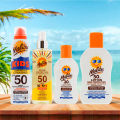 Malibu Kids Lotion SPF50 during gentle skin application.