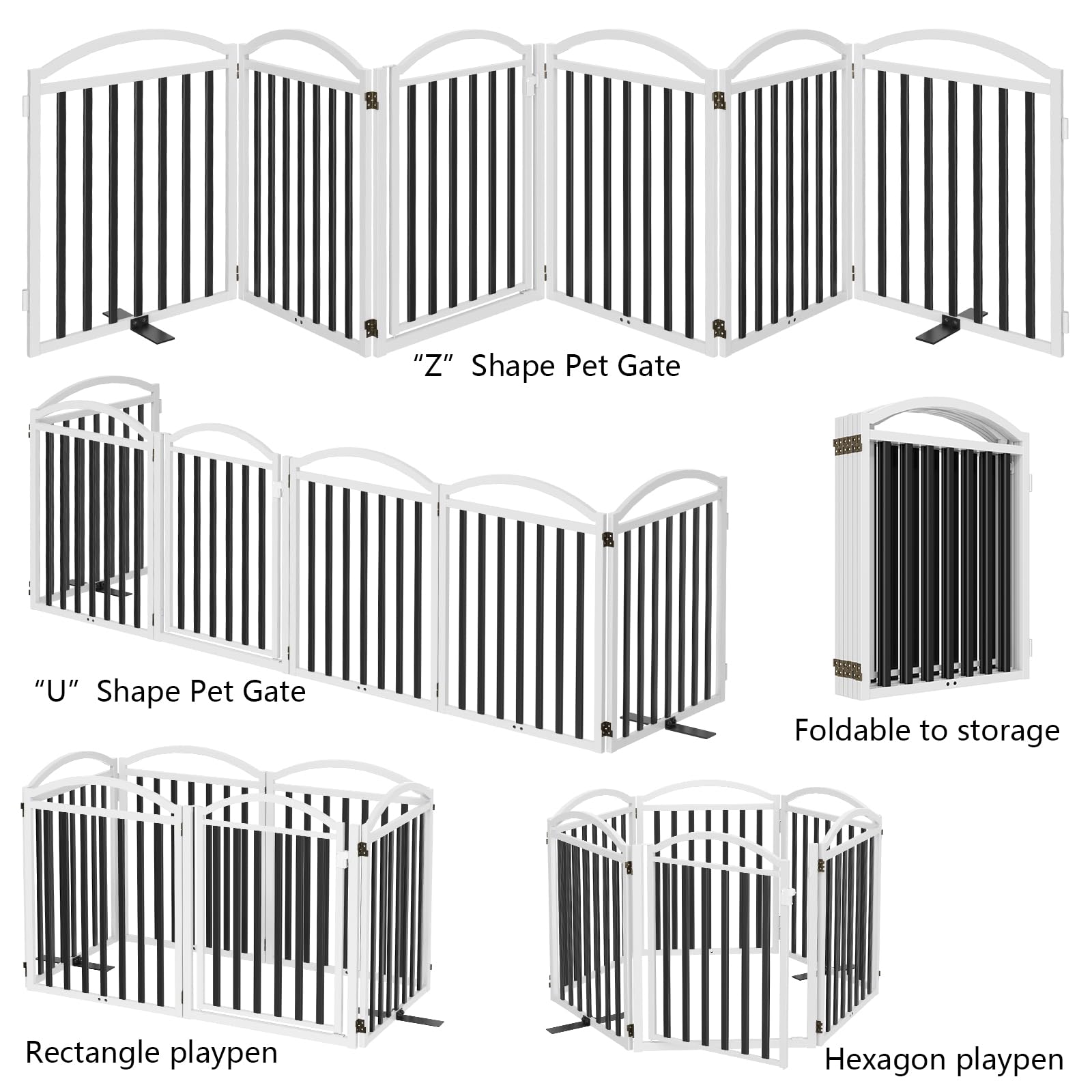 Malier metal dog gate black and white color options complement home décor.