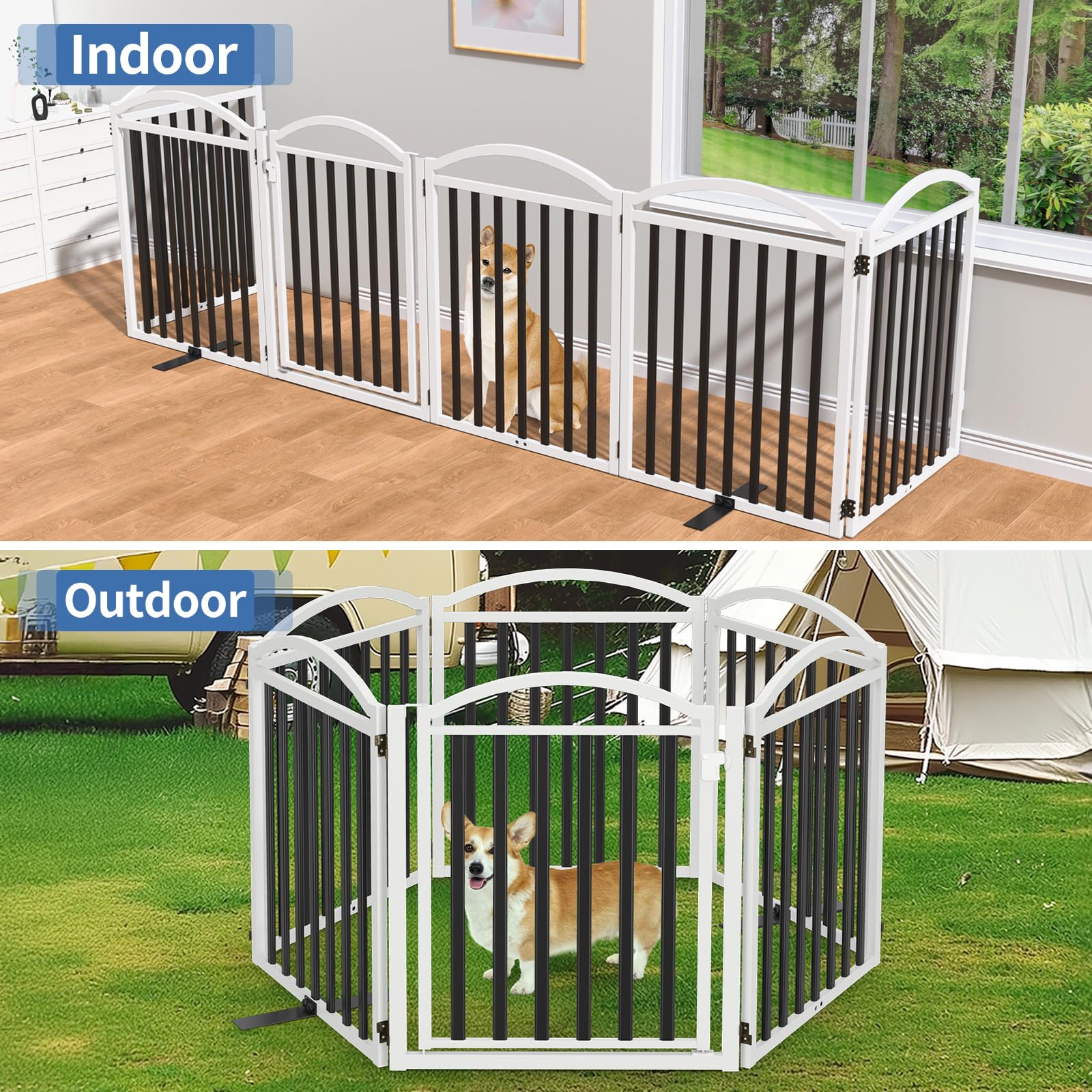 Malier metal dog gate double lock door offers secure control when home alone.