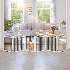 Malier metal dog gate free-standing indoor use ideal for doors and stairs.