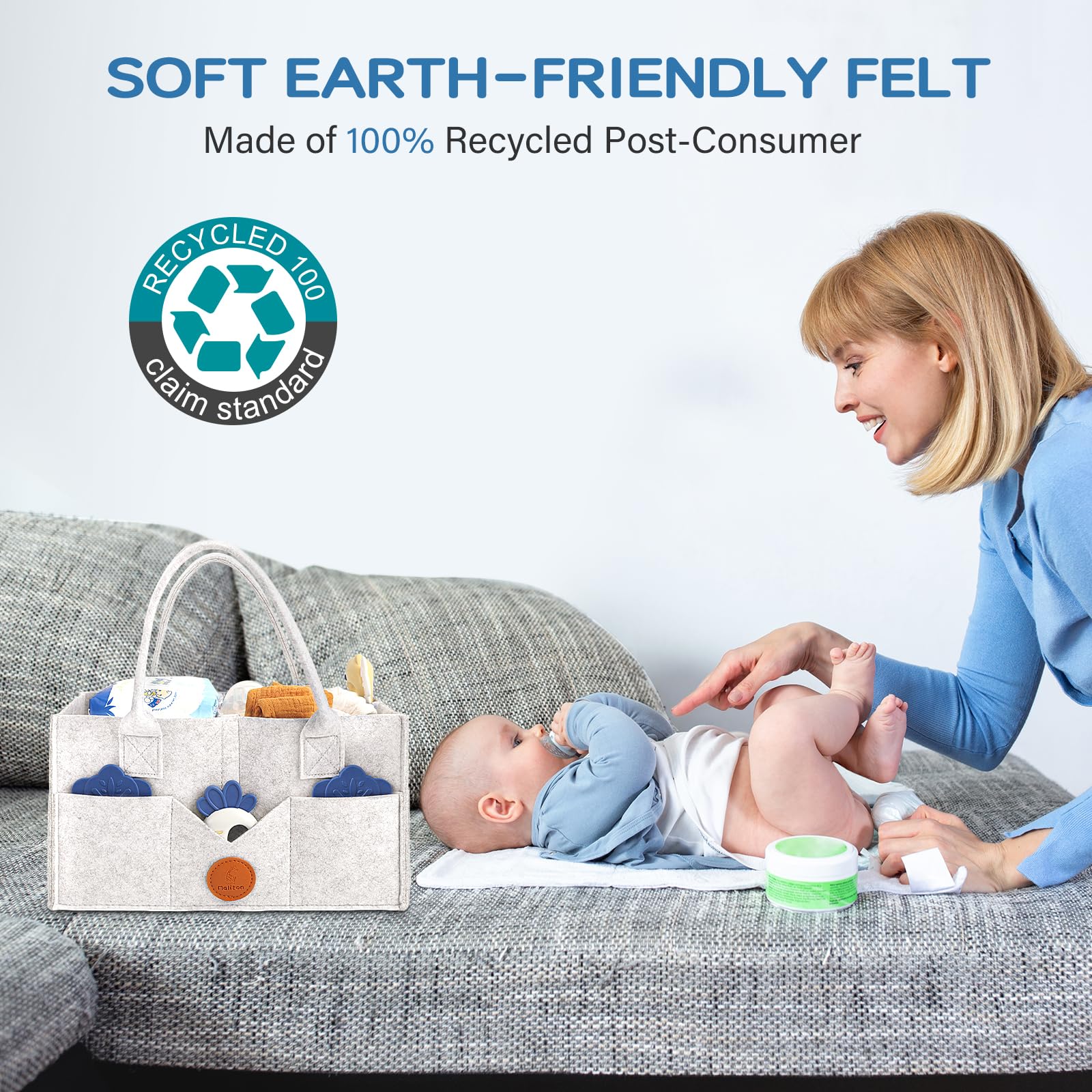 Maliton diaper caddy in a nursery setup for organized baby essentials