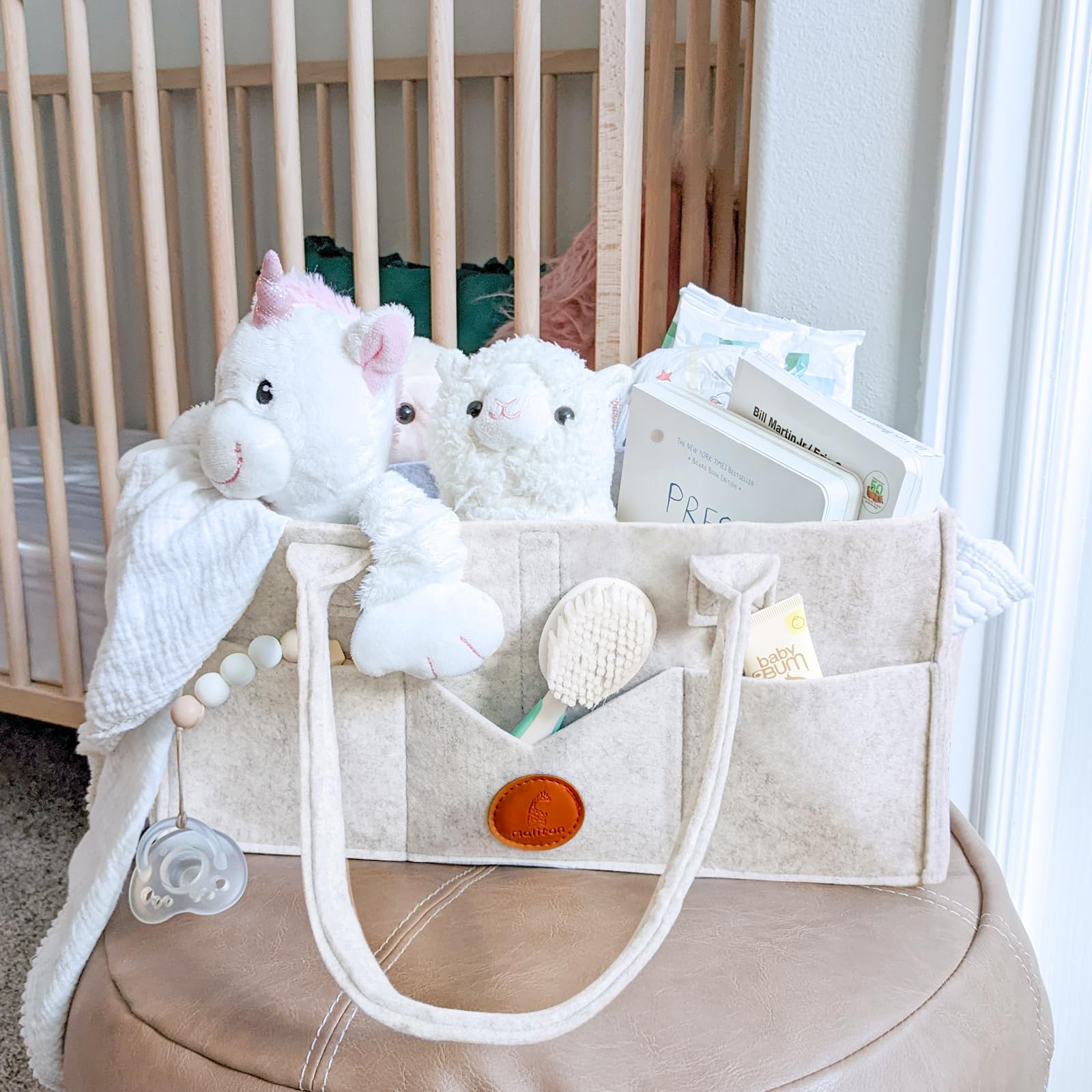 Maliton diaper caddy crafted from soft recyclable felt