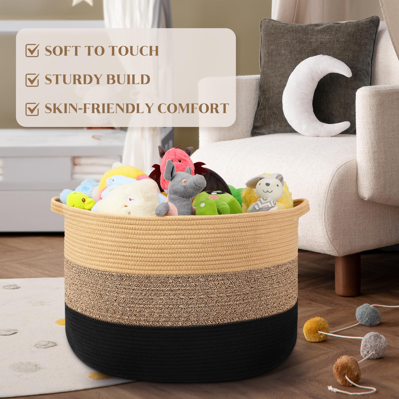 Close-up of Maliton basket with built-in handles for easy carrying.