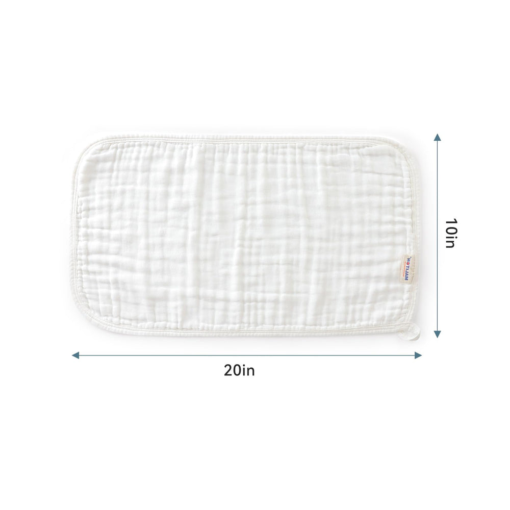 Maliton burp cloths drying care illustration suggests air-dry routine preserves softness.