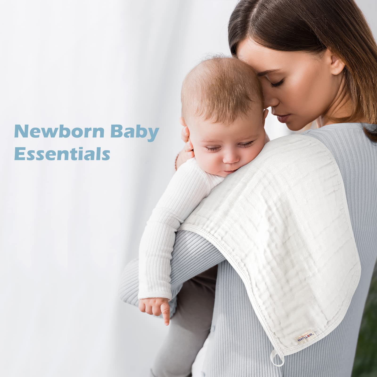 Maliton burp cloths wash guide 40°C image illustrates easy care to maintain softness.