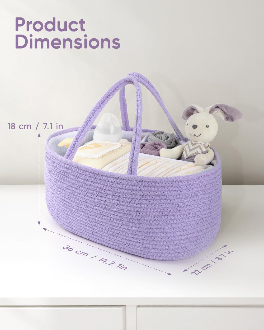 Maliton cotton rope basket with textured weave for changing table