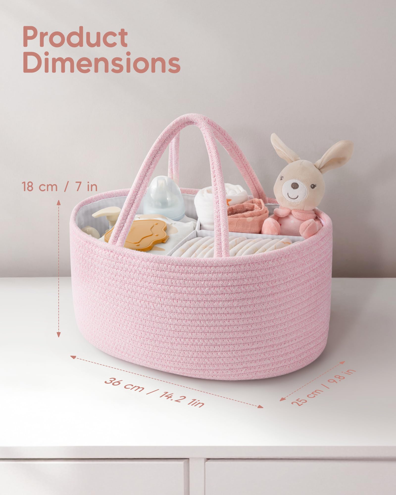 Maliton cotton rope basket shows soft, durable material for safe nursery storage