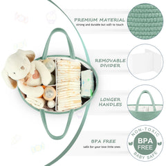 Maliton diaper caddy in cotton rope material offers durable, odor-free storage.