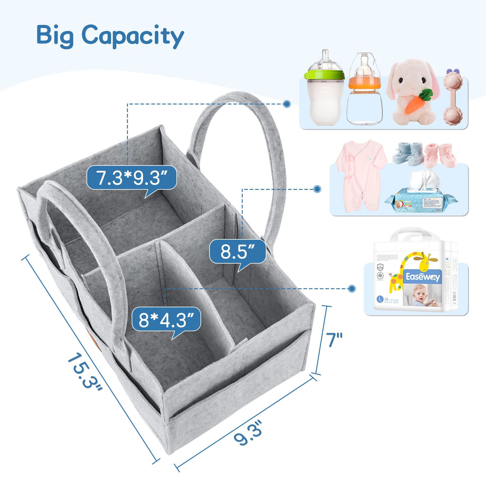 Maliton Diaper Caddy felt texture close-up highlights premium, baby-safe material.
