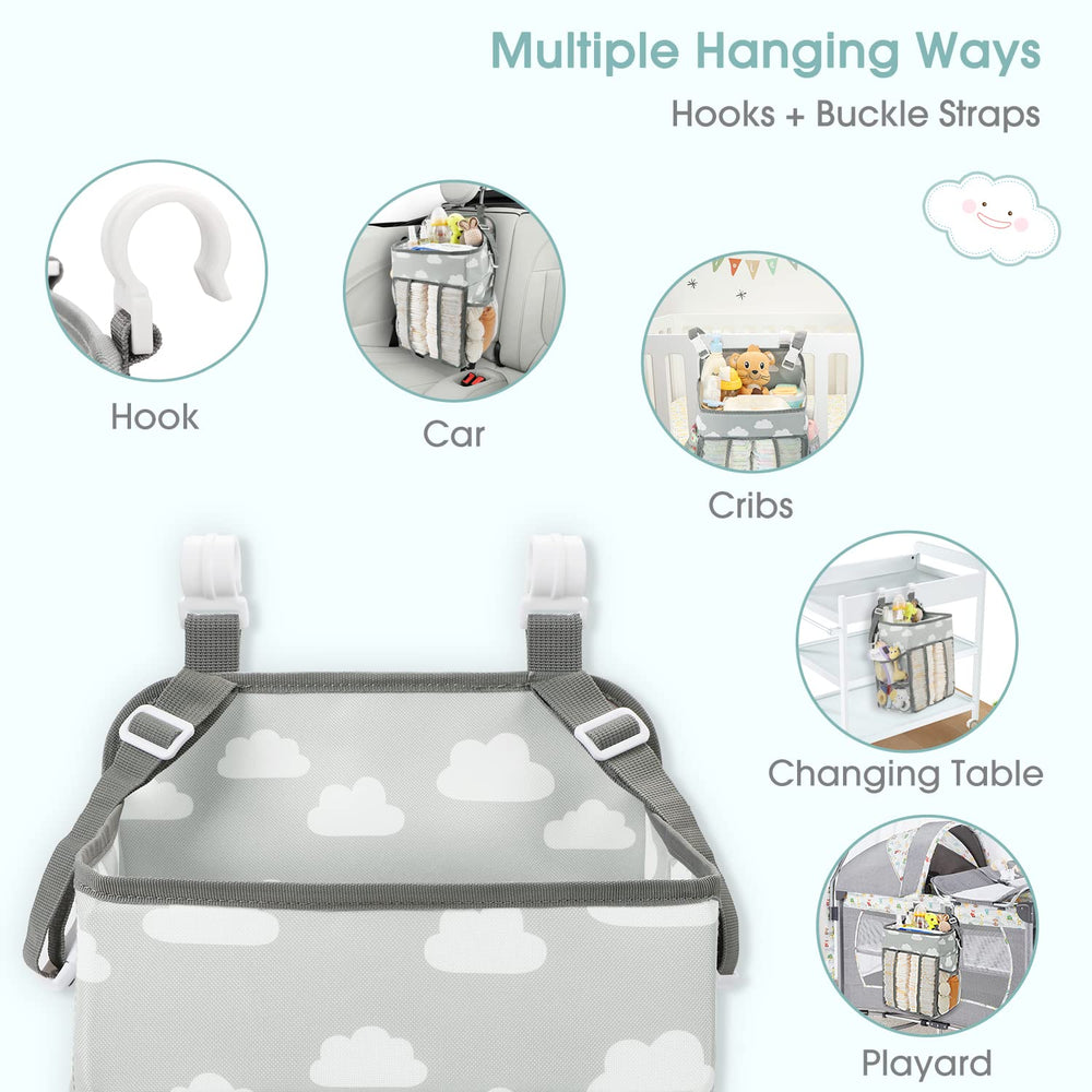 Maliton caddy with four mesh pockets for bottles, creams, and small items