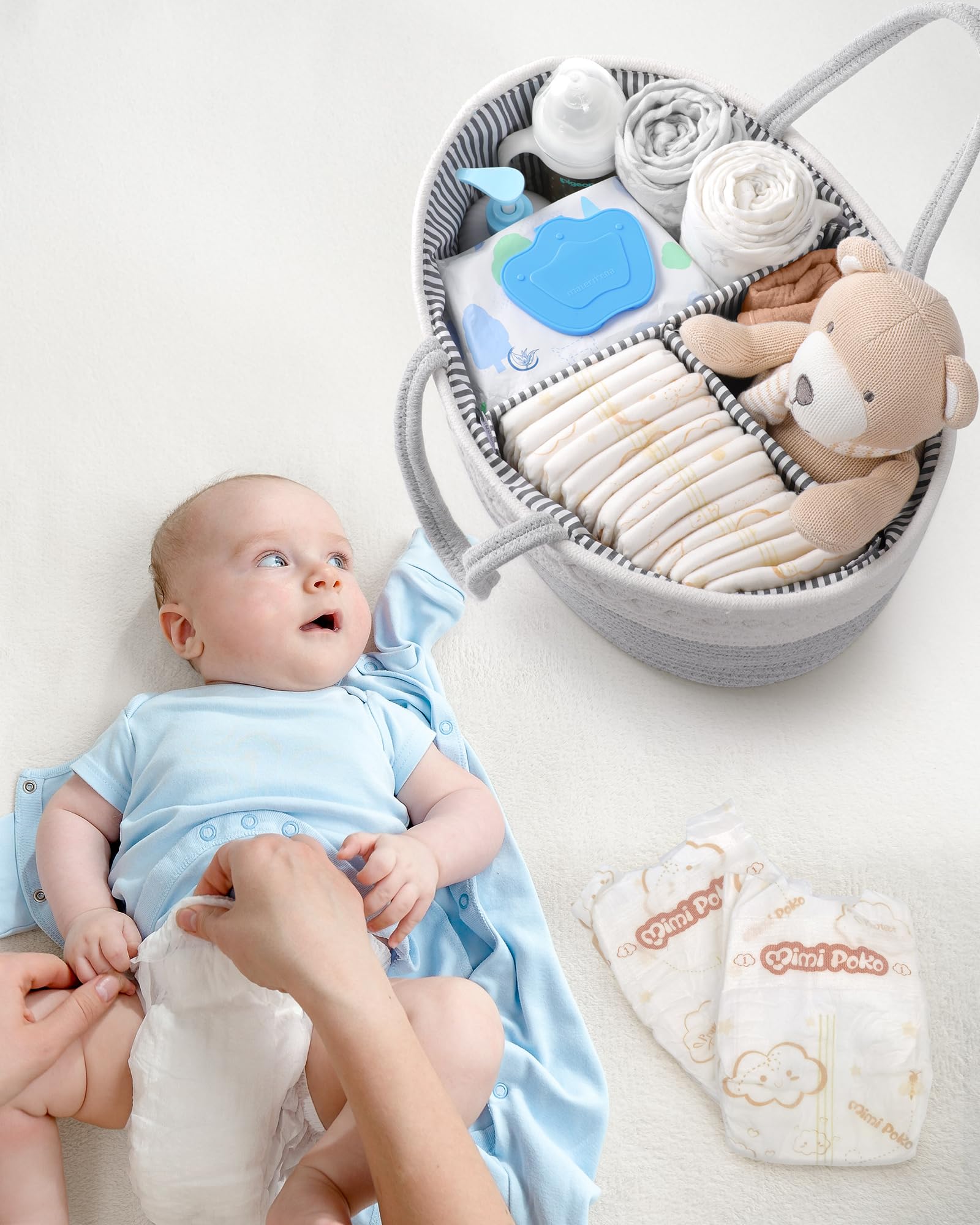 Maliton diaper caddy fits nursery, bathroom, and living room workflows.