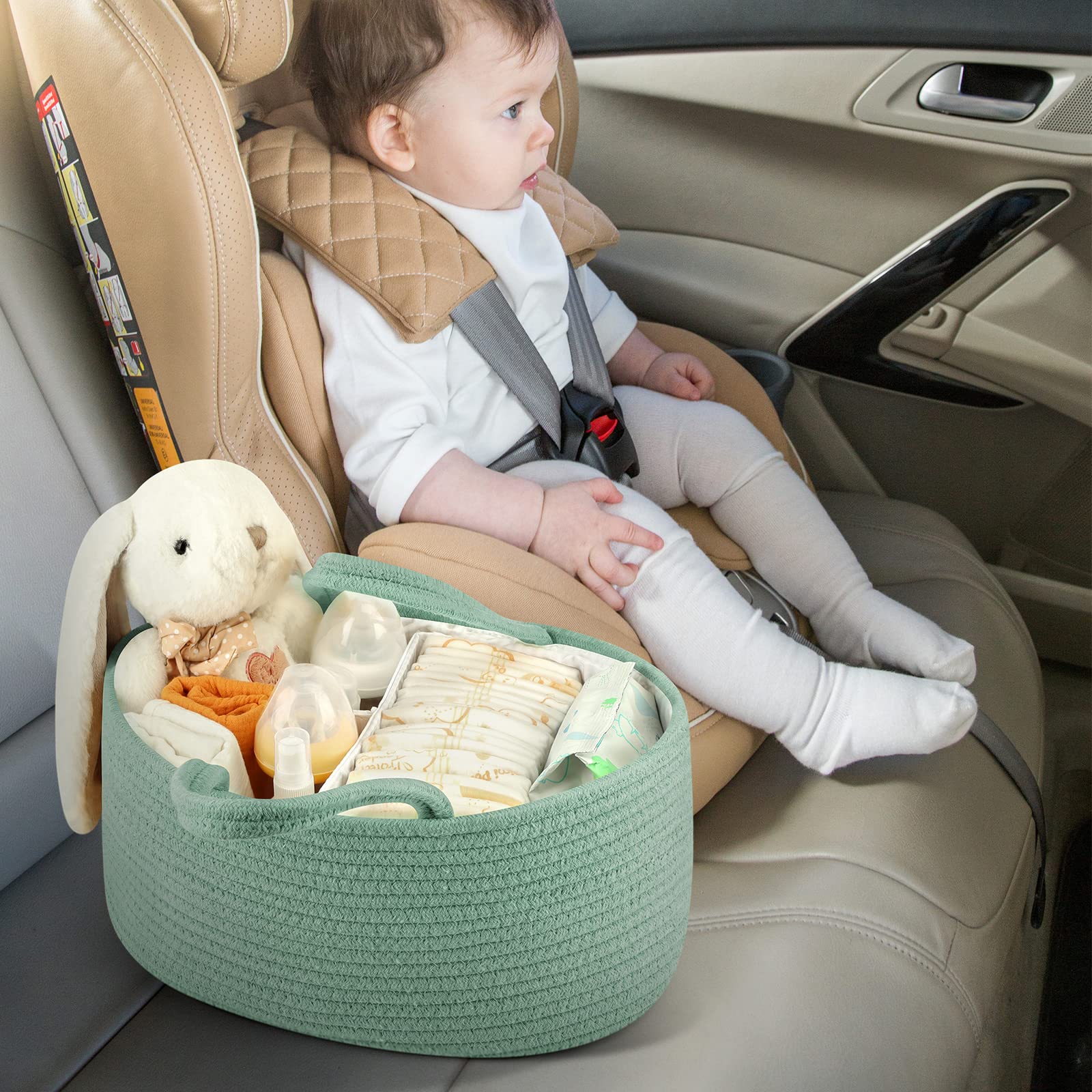 Maliton nursery storage basket complements nursery decor with soft, woven texture.