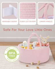 Maliton diaper caddy with removable divider creates neat compartments for small essentials