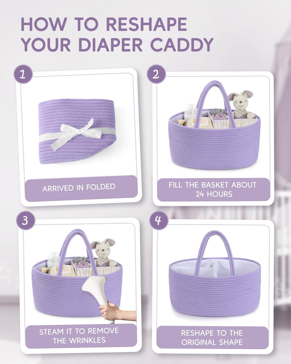 Durable, odor-free Maliton rope basket is skin-friendly for babies